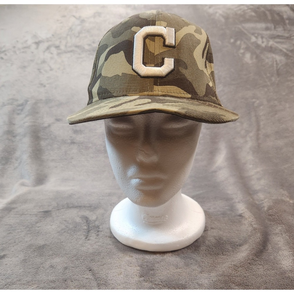 Cleveland Indians Hat Mens 7 1/8 New Era Fitted On Field Armed Forces Day Camo